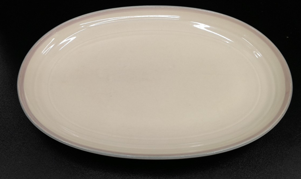 Pfaltzgraff Aura Pink With Blue Band Oval Platter